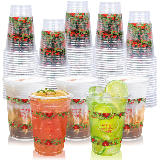 Festive Poinsettia 16oz Party Cups - 60 Pack