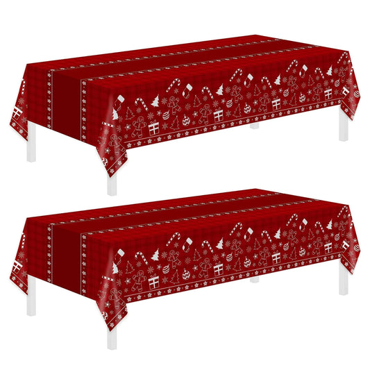 Festive Red Checkered Christmas Tablecloths 2-Pack
